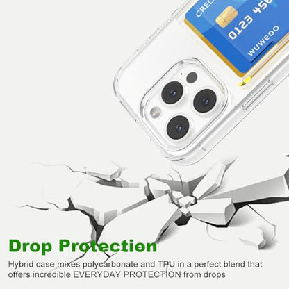 for iPhone 16 Pro Clear Card Case - Hybrid Slim Fit Transparent Wallet Cover with Card Holder Slot, TPU + PC, Anti-Yellowing, 6.3" 2024 - color: Clear, size: iPhone 16 Pro