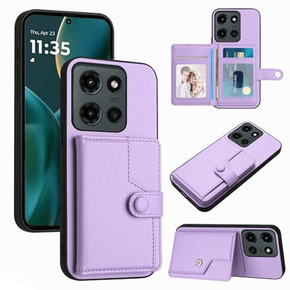 for Moto G Power 5G 2025 RFID Blocking Wallet Case, Purple | PU leather, TPU interior, 5 card slots, cash/photo pocket, magnetic clasp, kickstand, 2-layer shockproof, scratch resistant - color: Purple