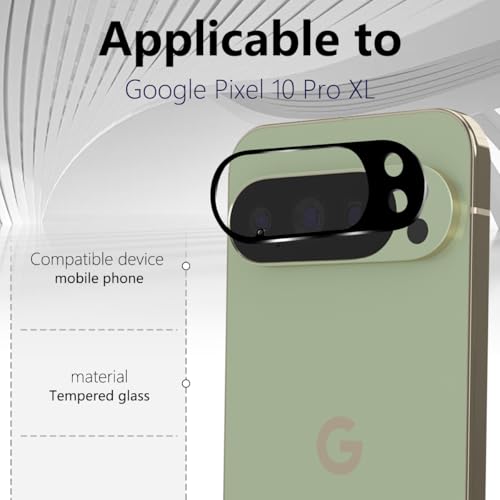 2 Pack Camera Lens Frame for Google Pixel 10 Pro XL, 9H Glass Screen Protector Anti-Scratch, Tempered Glass Camera Cover Accessories for Google Pixel 10 Pro XL, Black - size: for Google Pixel 10 Pro XL