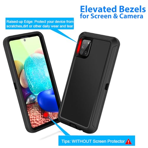 Jelanry for Samsung Galaxy A71 5G Case Heavy Duty Rugged Shockproof, Black | Dual-Layer Protective Hard Back Cover with Anti-Dust Scratch Raised Screen/Camera Lips Drop Protection for Outdoor Daily Use - color: Black