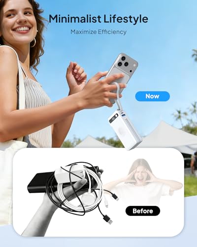 22.5W Fast Charging Portable Charger, 10000mAh Power Bank for Apple Watch - color: White
