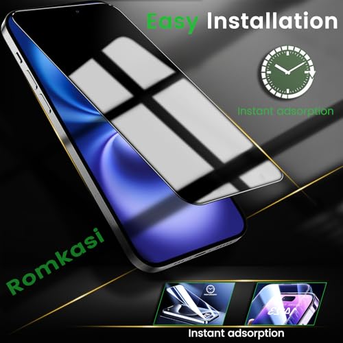 Romkasi 4 Pack Privacy Screen Protector for iPhone 16 Plus 6.7 Inch with 4 Pack Camera Lens Protector, Anti Spy Tempered Glass Film, Anti-Scratch, Touch Sensitive, Case Friendly - color: iPhone 16 Plus