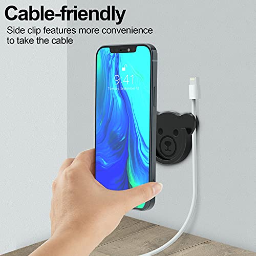 Socket Car Mount for Phone Holder Cute Bear Style Silicone Grip Stand with Phone line Clasp for Collapsible Socket User Used on Dashboard, Home, Office, Kitchen, Desk, Wall (Black) 3 Pack