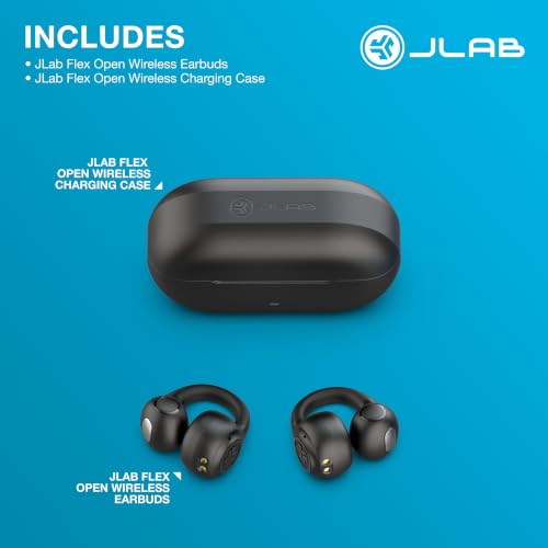 JLab, Flex, Open Ear Earbuds, Clip On True Wireless Bluetooth Earbuds, Black - color: Black