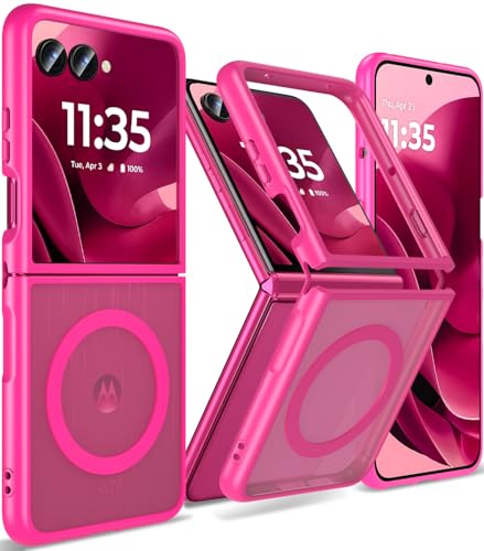 Fin2feel Magnetic Case for Moto Razr Ultra 2025/2026 Case,Compatible with Mag-Safe,Shockproof Anti-Yellowing Anti-Scratch Hard PC Matt Back Cover for Motorola Razr Ultra 2025/2026,Rose red - color: Rose Red, size: Razr Ultra 2025/2026