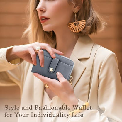 Diaclara Clip and Go Leather Phone Strap with Zipper Pouch- Stylish Crossbody Adjustable Lanyard with Wallet for All Phones, Gray - color: Leather Gray