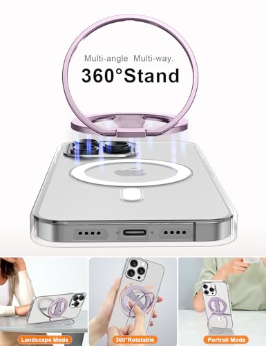 EWA MagOne 3rd Gen [Compatible with MagSafe] Phone Grip Stand with Finger Strap, Removable Magnetic Ring Holder Kickstand Loop for iPhone 17,16,15,14,13,12 Series (Purple) - color: Purple