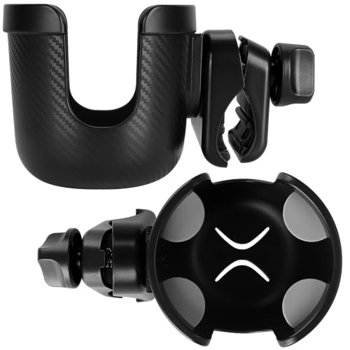 Accmor Stroller Cup Holder, Drinks Holder Bike Walker Wheelchair - color: All Black-Carbon Textured