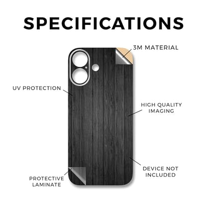Phone Skin Compatible with Apple iPhone 17 - Black Wood - Premium 3M Vinyl Protective Wrap Decal Cover - Easy to Apply | Crafted in The USA by MightySkins - color: Black Wood, size: iPhone 17 (Back Wrap), style: Matte Finish