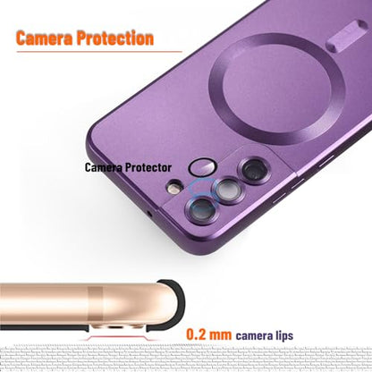 Magnetic Case for Samsung Galaxy S21, Soft Silicone with Camera Protection, Anti-Scratch Compatible with MagSafe, Purple - color: Purple, size: S21