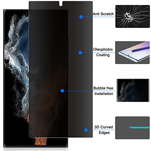 Galaxy S22 Ultra Privacy Screen Protector, [Case Friendly] [Support Fingerprint Unlock] Soft Film for Samsung Galaxy S22 Ultra 5G (6.8"), Full Adhesive, Anti-Scratch, 3D Curve Fit, Touch Sensitive - size: for Samsung Galaxy S22 Ultra 5G