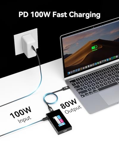 DOCKCASE Smart 8-in-1 CFexpress Type B/Type A Card Reader with Touch Screen | UHS-II SD/microSD Slots, 4K HDMI, USB-C & USB-A 3.2 Gen 2 (10Gbps), 100W PD for Filmmakers, Photographers & Creators