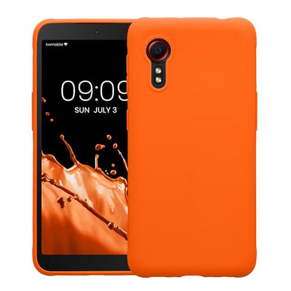 kwmobile Case Compatible with Samsung Galaxy Xcover 5 Case - Soft Slim Protective TPU Silicone Cover - Neon Orange - color: neon orange