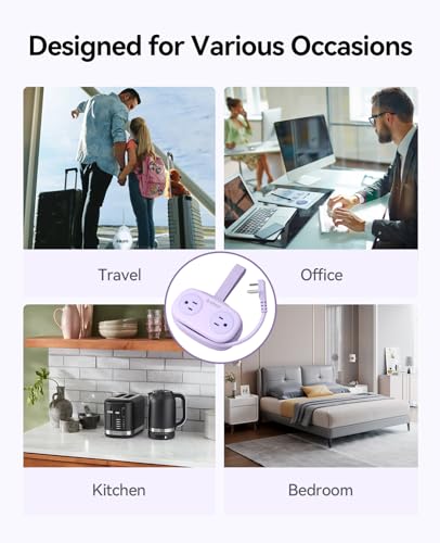 ORICO Purple Travel Power Strip with 4 AC Outlets 3 USB Ports (1 USB-C) - color: Purple