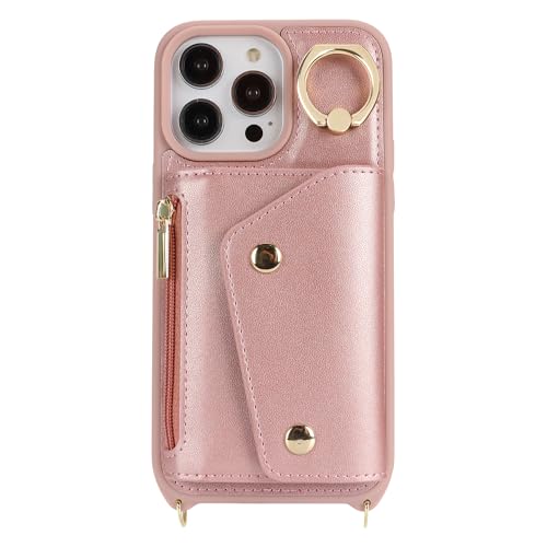 Lipvina Crossbody Wallet Case for iPhone 13 Pro,Rose Gold - color: 06-Rose Gold, size: iPhone 13 Pro 6.1"