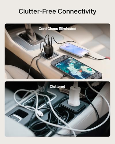 Belkin 75W USB C Car Charger, with 2.5ft. Retractable Cable