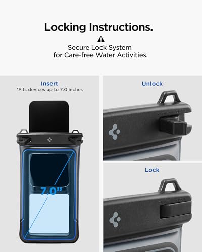 Spigen Aqua Shield Floating Waterproof Phone Pouch, Lanyard (2 Pack) | Outdoor Usage, For all iPhone Series, Pixel Series, Galaxy S/Z Fold Ultra/Z Fold/Flip Series Universal Compatibility - Black - color: Black