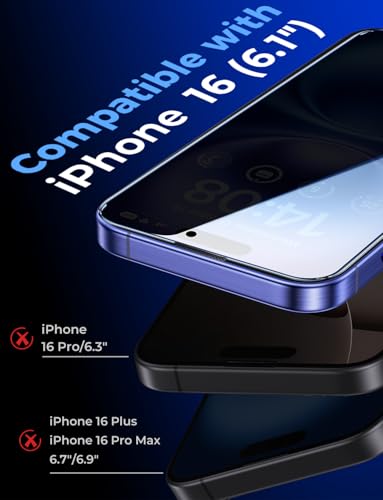 MAGIC JOHN for iPhone 16 Privacy Tempered Glass Screen Protector Anti-peek - size: iPhone 16-6.1 inch