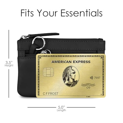 ili New York Leather Mini Compact Coin Purse - Black - color: Black
