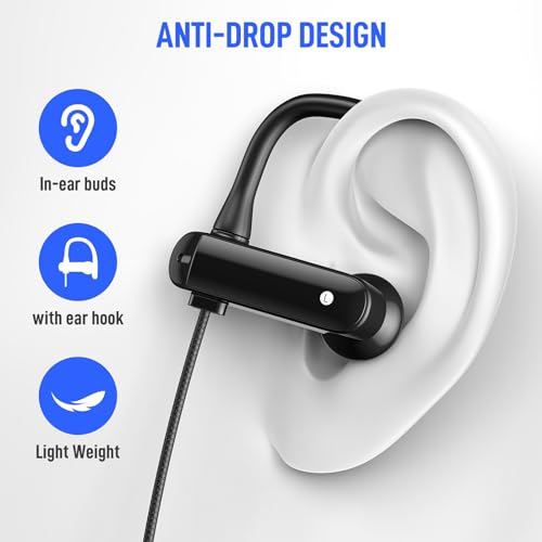 USB C Headphones Over Ear Hook for iPhone 17 16 15 18 Pro Max Duo Plus - color: Black