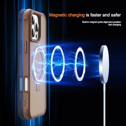 SKYLMW Compatible with iPhone 16 Pro Max Case with Stand,Desert Brown | iPhone 16 Pro Max Phone Case 6.9",Magnetic Ring Stand,Compatible with MagSafe,Military-Grade Protection,Great Grip Feeling - color: Desert Brown, size: Iphone 16 Pro Max