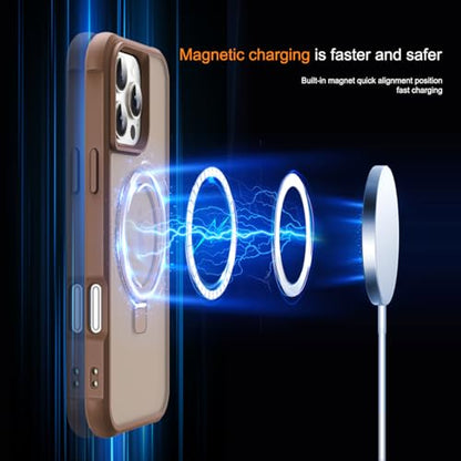 SKYLMW Compatible with iPhone 16 Pro Max Case with Stand,Desert Brown | iPhone 16 Pro Max Phone Case 6.9",Magnetic Ring Stand,Compatible with MagSafe,Military-Grade Protection,Great Grip Feeling - color: Desert Brown, size: Iphone 16 Pro Max
