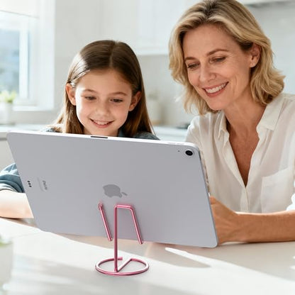 Metal Cell Phone Stand for Desk, Cute One-Piece Phone Holder, Stable Desktop Display Dock for iPhone, iPad, Samsung, Tablets & All Mobile Phones, Pink - color: Pink