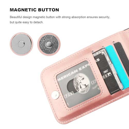 KIHUWEY for iPhone 17e/16e Wallet Case Card Holder Kickstand, Rose Gold | Credit Card Slots, PU Leather, Magnetic Clasp, Flip Heavy Duty Protection Cover for Men and Women - color: Rose Gold