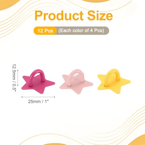 12Pcs Phone Ring Holder 1" Adhesive Star,Rose Red/Yellow/Pink - color: Rose Red/Yellow/Pink