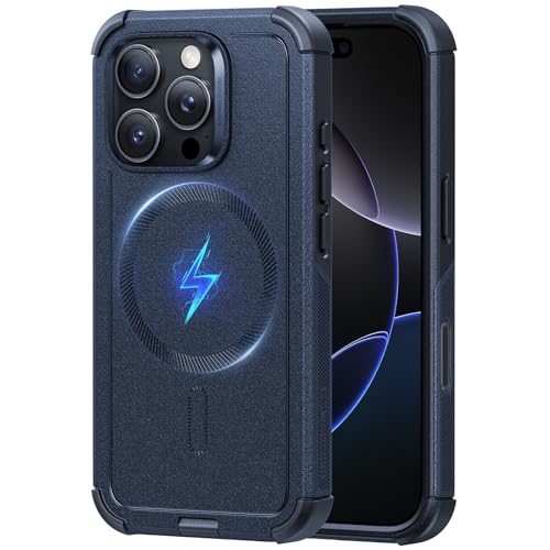 ESR for iPhone 16 Pro Case, for MagSafe, Rugged, Navy Blue | 7X Military-Grade Drop Protection, Magnetic Phone Case, Shock-Absorbing Rugged Cover, Dustproof Port Cover, Secure Grip - color: Navy Blue, size: iPhone 16 Pro 6.3 inch