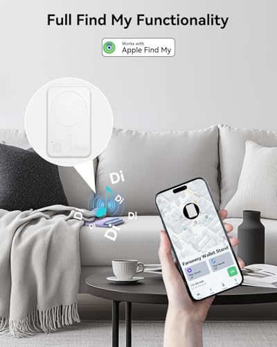 for MagSafe Wallet, Works with Apple Find My,5 Card Holder with Stand, Magnetic Phone Wallet Stand for iPhone 17/16/15/14/13/14 Pro Max Air Plus, RFID Blocking Vegan Leather,White - color: Findmy White