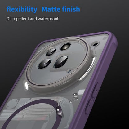 Asuwish Phone Case for Nothing Phone (3a) Pro, Compatible with Magsafe Magnetic, Translucent Matte Anti-fingerprint Back, Military Grade DropProof Shockproof Protective Cell Cover 3 a Women Men Purple - color: Purple
