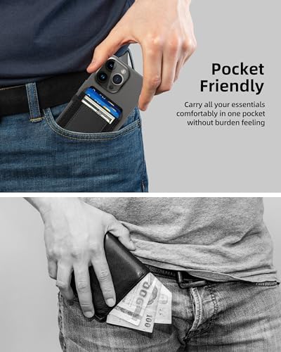 For Magsafe Wallet, 7 Card Holder, RFID Blocking, Strongest Magnet | Magnetic Wallet for iPhone 17/16/15/14/13/12 Series, for Magsafe Card Holder with 2 Card Slots, Vegan Leather, Slim, Black - color: Black
