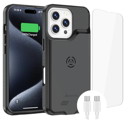 Alpatronix Battery Case for iPhone 16 Pro Max, Portable Strong Slim Protective Extended Charger Cover, 15W Fast Charging, High Capacity with Wireless Charging Case (BX16PM) Black - size: Apple iPhone 16 Pro Max (6.9 inch)