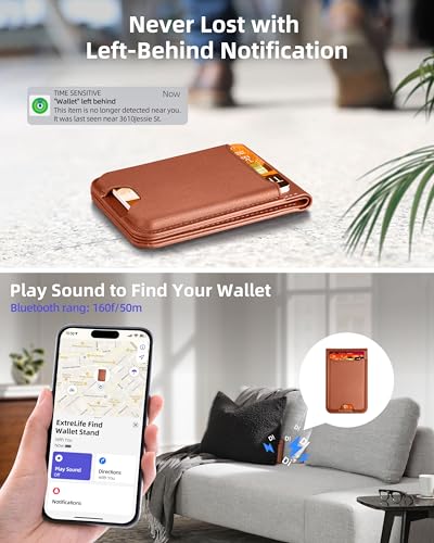 ExtreLife For Magsafe Wallet, Works with Apple Find My, 6 Cards Holder - color: Brown