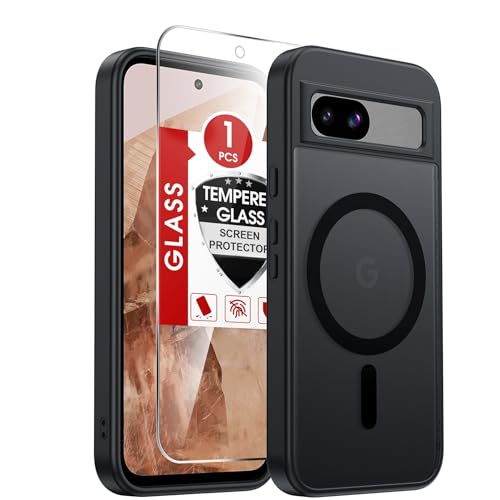 LeYi for Pixel-8A Case [Mag-Safe Fit] Frosted Translucent, Black | Compatible for Google Pixel 8A Case with Screen Protector, Soft-Touch Skin & Full Body Protection Funda para Pixel 8A - color: Black, size: Pixel 8a (6.1 Inch)