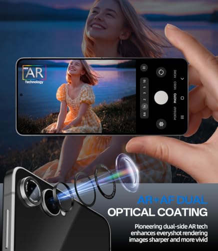 HelloDeere for Samsung Galaxy Z Flip 8 Camera Lens Protector, Military-Grade 9H+ Tempered Glass with AR Optical Tech HD Anti-Glare Anti-Scratch Metal Individual Ring Easy Install Case Friendly, Silver - color: Z Flip 8 (Silver)