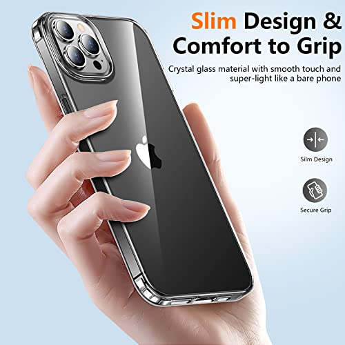 Crystal Clear for iPhone 12/12Pro Case,[Anti- Yellowing][Upgraded Military Shockproof Protection] Slim Thin Protective Bumper Phone Case 6.1 inch – Clear