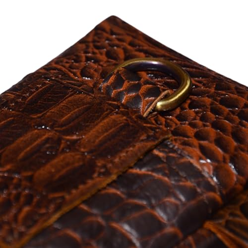 Leather Phone Holster Pouch for iPhone 16, 16 Pro,15 Pro 14, 14 Pro, 13 Pro, 13, 12 Pro, 12, Xs, X,11,Cell Phone Case with Belt Clip [Magnetic Closure] ID Card Holder Pouch(Fits Otterbox Case) - color: Croco Brown