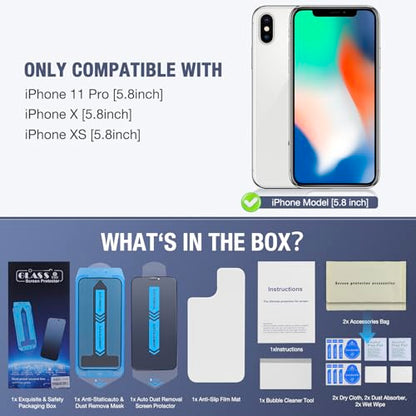 2-Pack Privacy Screen Protector for iPhone 11 Pro and iPhone XS and iPhone X 5.8-Inch, 9H Tempered Glass, Full Coverage, Anti-Fingerprint, Auto Dust-Elimination, No Bubble, Easy Installation - size: for iPhone X/iPhone XS/iPhone 11 Pro