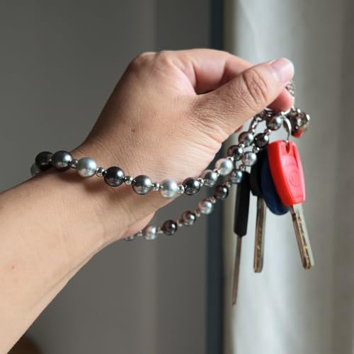 Phone Charm Wrist Strap for Women, Detachable Anti-Theft Cell Phone Case Camera AirPods Bags Keychains Lanyard with Tether Tab for iPhone, Samsung and Most Smartphones, Hand-free Beaded Chain (Black and Gray) - color: Black and Gray