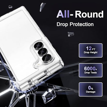 Case for Samsung Galaxy Z Fold 6, Military Grade Drop Protection Clear Phone Case, Yellowing Resistant, Anti-Scratch Hard PC Back, Shockproof Hard Ultra-Thin Protective Cover, Transparent - size: Samsung Galaxy Z Fold6