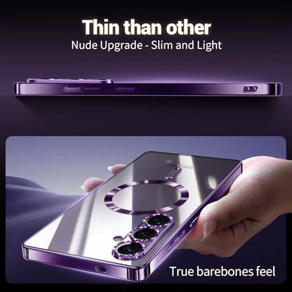 Hurgoer for Samsung Galaxy S25 Case.Soft TPU Electroplated Frame Cover with Clear Back.Drop Tested Protective Full Body S24 Case.Thin Light Slim【Not Magsafe】 (Deep Purple, S25/S24) - color: Deep Purple, size: S25/S24