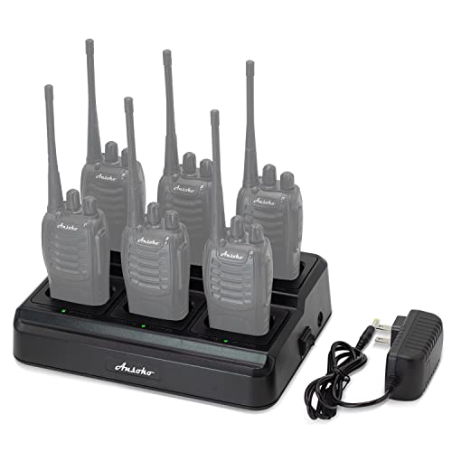 6-Way Charger Multi-Unit Walkie Talkie Charger Organizer with 6 Charging Dock - Quick Charge for Baofeng BF-888S, Pxton PX-888S, Arcshell AR-5, Ansoko A-8S