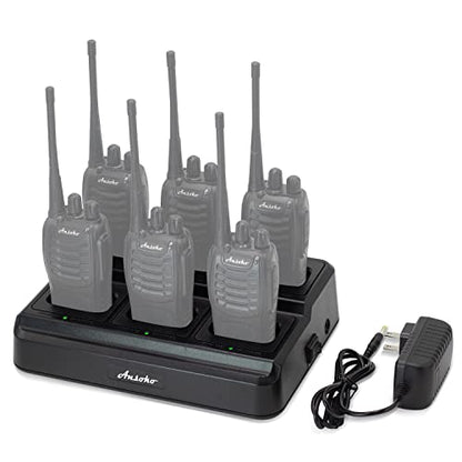 6-Way Charger Multi-Unit Walkie Talkie Charger Organizer with 6 Charging Dock - Quick Charge for Baofeng BF-888S, Pxton PX-888S, Arcshell AR-5, Ansoko A-8S