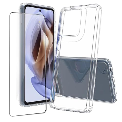for Moto G Power 5G 2025 Case Crystal Clear Slim Hard Case Hybrid Shockproof Bumper with Tempered Glass Screen Protector Full Body Anti-Yellow Anti-Scratch Phone Protective Cover - color: Moto G Power 5G 2025