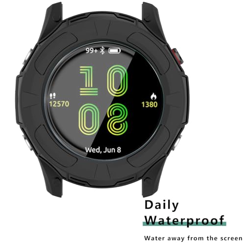 [1+4Pack] Case with Tempered Glass Screen Protector Compatible with Garmin Forerunner 255/255 Music 46MM, Bumper Full Coverage Protective Soft Cases Face Cover for Forerunner 255