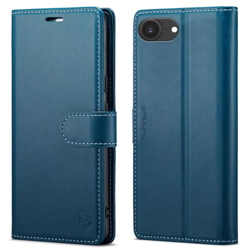 FLIPALM Wallet Case for iPhone 16e, Blue | Card Holder, RFID Blocking, PU Leather Folio Flip, Kickstand, Protective Shockproof Cover - color: Blue