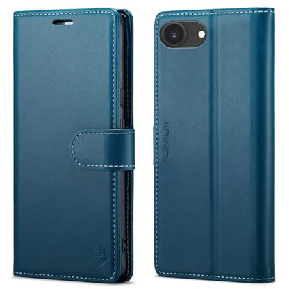 FLIPALM Wallet Case for iPhone 16e, Blue | Card Holder, RFID Blocking, PU Leather Folio Flip, Kickstand, Protective Shockproof Cover - color: Blue