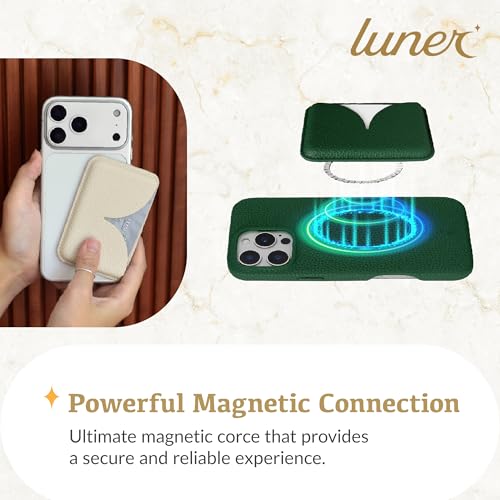 Luner - Eco Leather Magnetic Side-Access Card Wallet Compatible with Magsafe - [for iPhone 16, 15, 14, 13, 12 series] - [Holds 2 cards] - Leafy Green - color: Leafy Green, style: Side-access